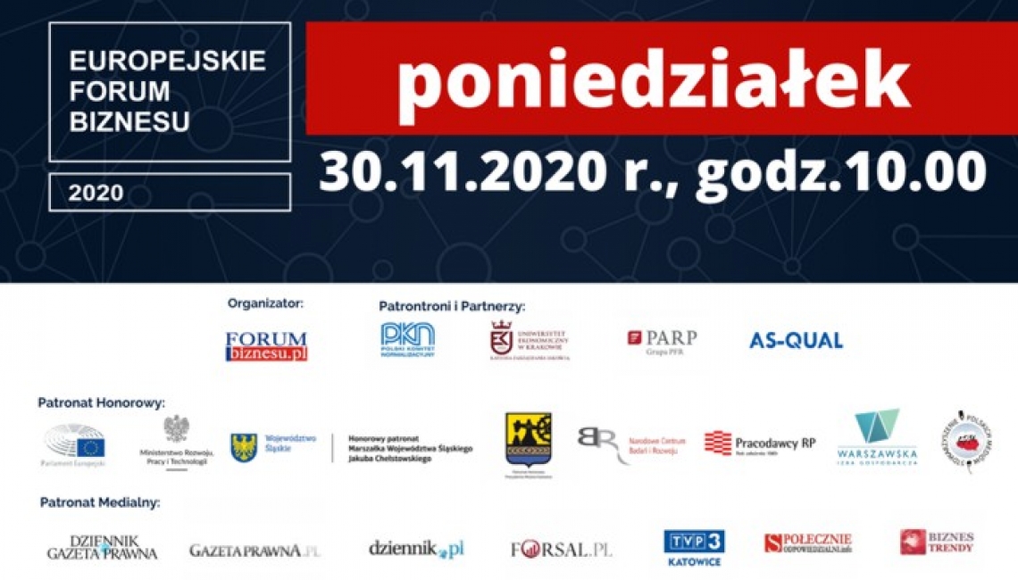 Europejskie Forum Biznesu - 30.11.2020 r.  Zapraszamy!