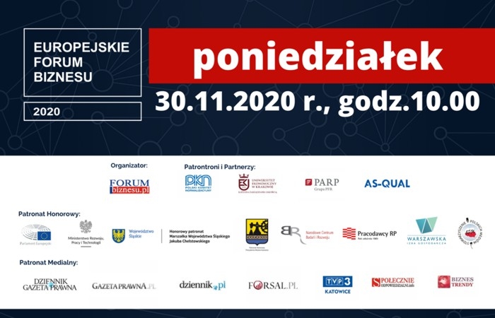 Europejskie Forum Biznesu - 30.11.2020 r.  Zapraszamy!
